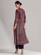 Viscose Striped Kurta Set - Purple & Gold