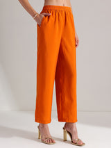 Brocade Floral Kurta Set - Orange