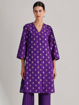Brocade A-Line Kurta Set - Purple