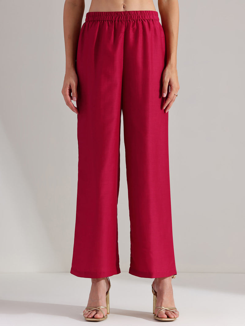 Chanderi Brocade Anarkali Kurta Set - Red & Gold