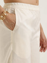 Kota Floral Statement Print Kurta Set - Off White & Gold