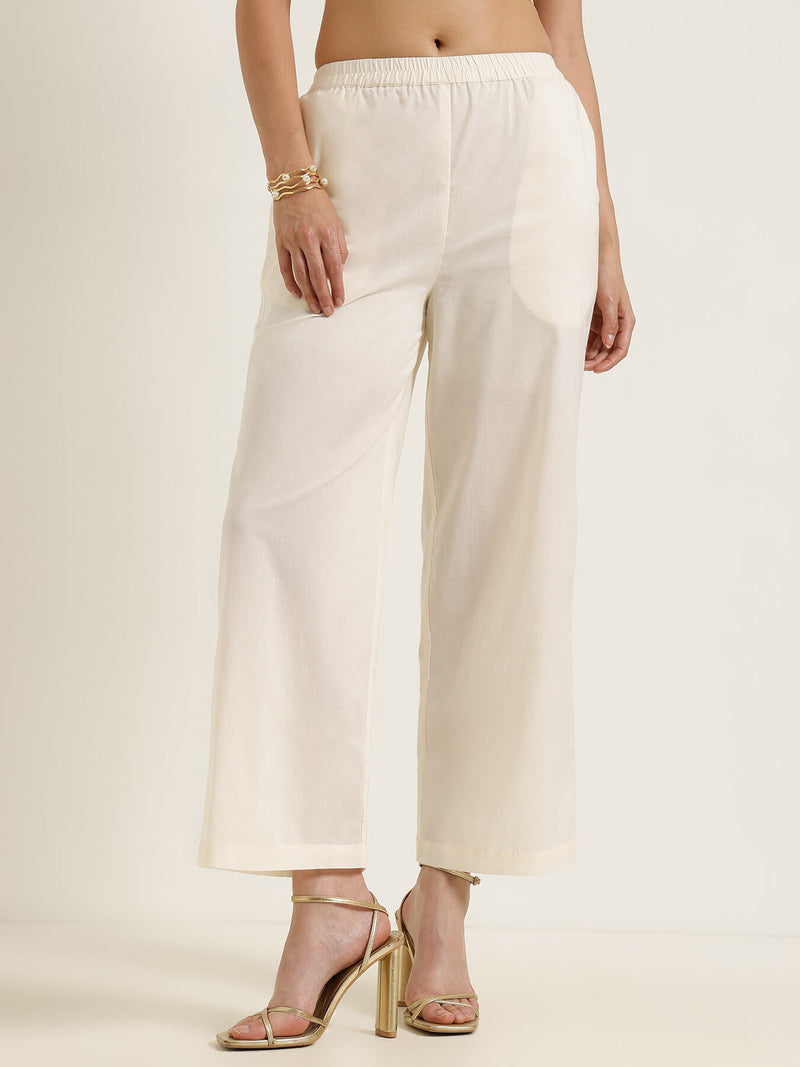 Kota Floral Statement Print Kurta Set - Off White & Gold