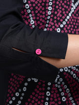 Cotton Bandhani Floral A-Line Kurta Set - Black