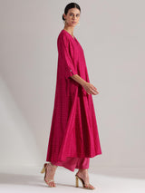 Viscose V-Neck Kurta Set - Pink