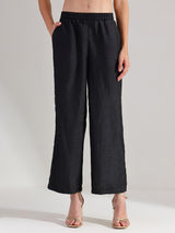 Silk Gold Statement Print Kurta Set - Black