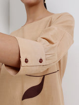 Cotton Floral A-Line Kurta Set - Beige