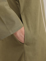 Cotton Colourblock A-Line Kurta Set - Green