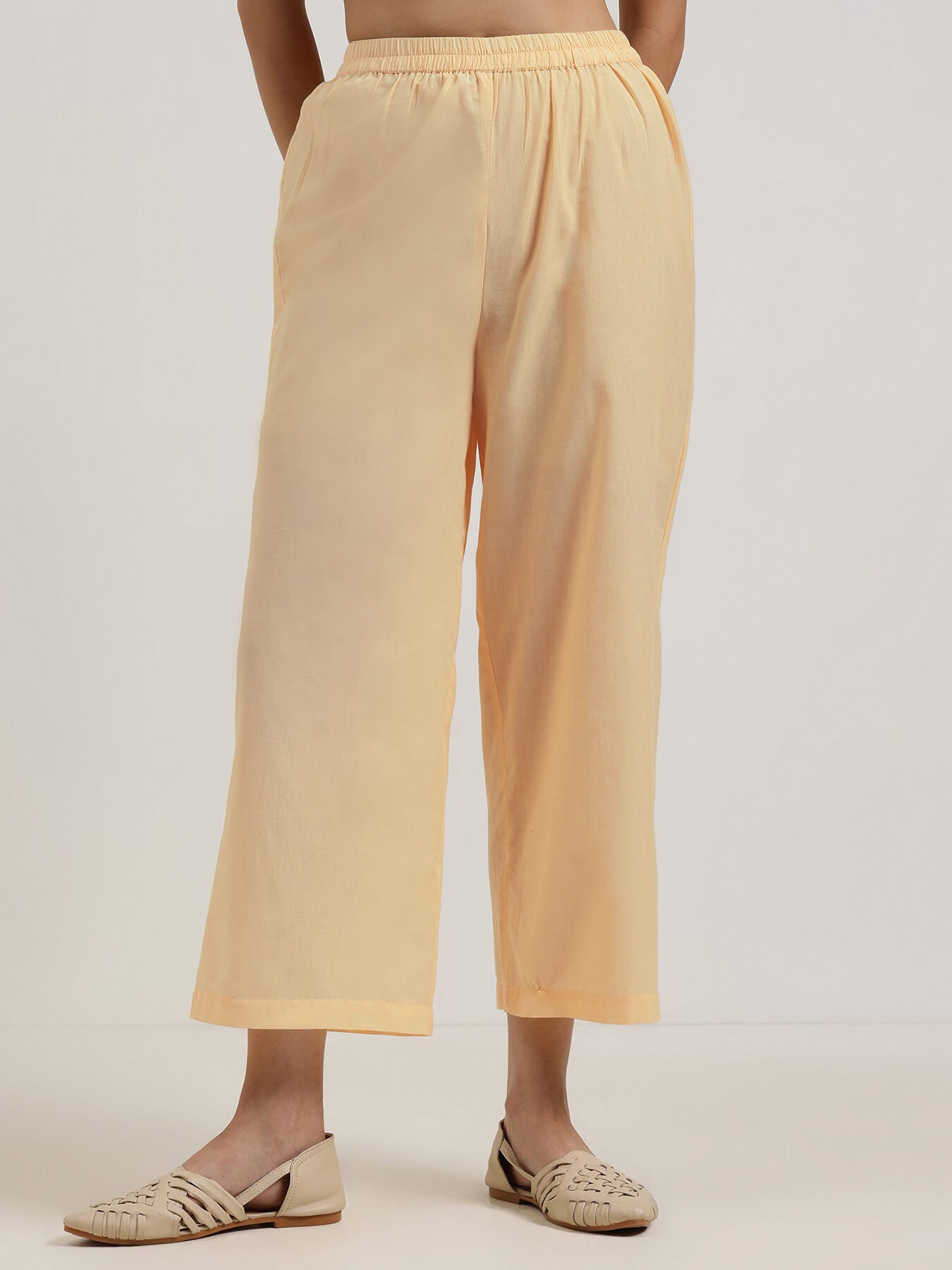 Cotton Striped Shirt Collar Kurta Set - Yellow