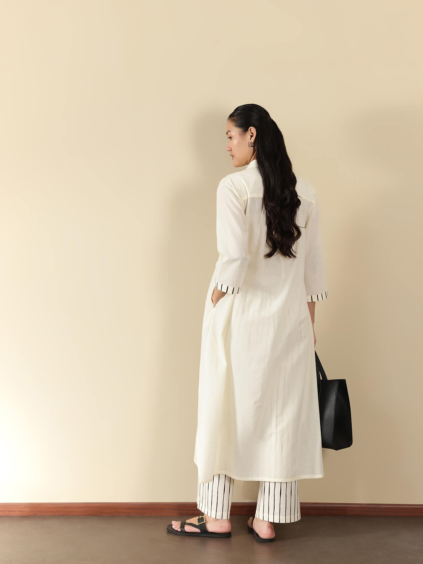 Cotton Floral A-Line Kurta Set - Off White