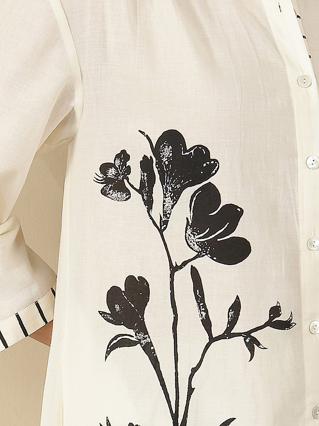 Cotton Floral A-Line Kurta Set - Off White