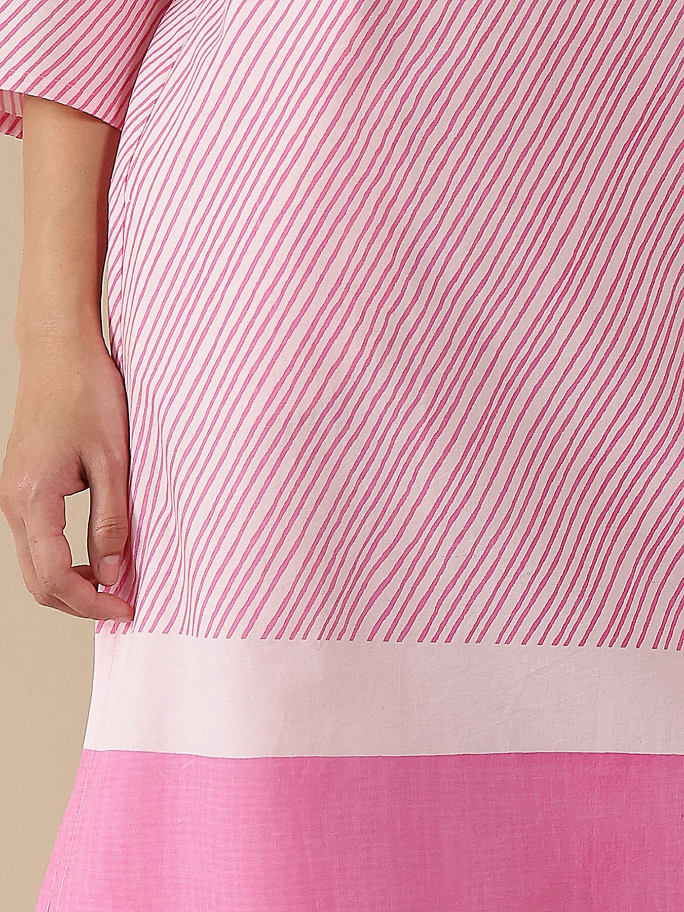 Cotton Striped Kurta Set - Pink