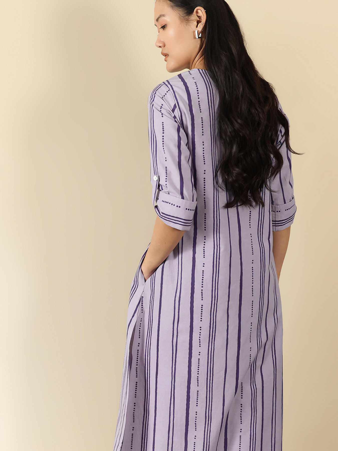 Cotton Striped Kurta Set - Blue