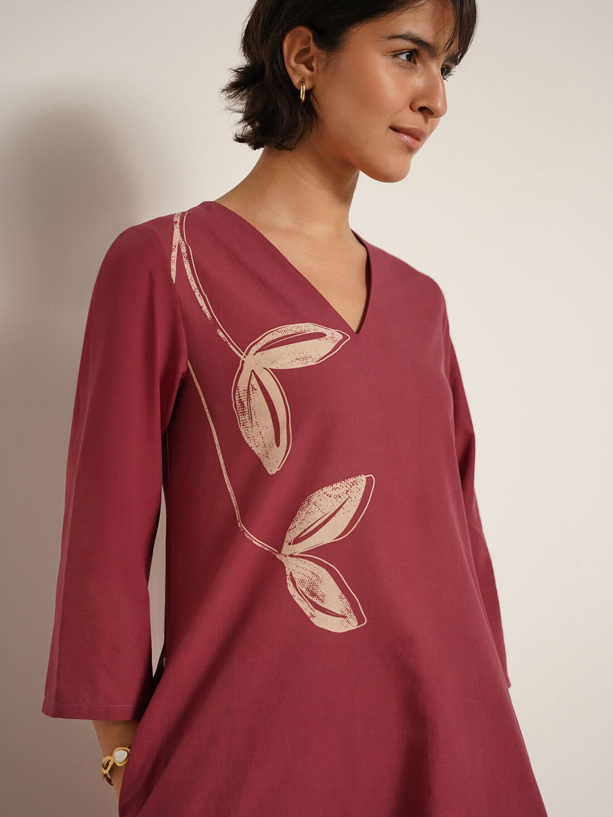 Cotton Floral A-line Kurta Set - Red