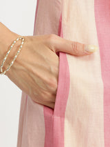 Cotton Striped Kurta Set - Peach & White
