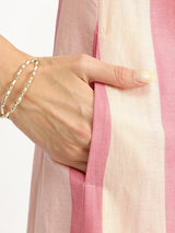 Cotton Striped Kurta Set - Peach & White