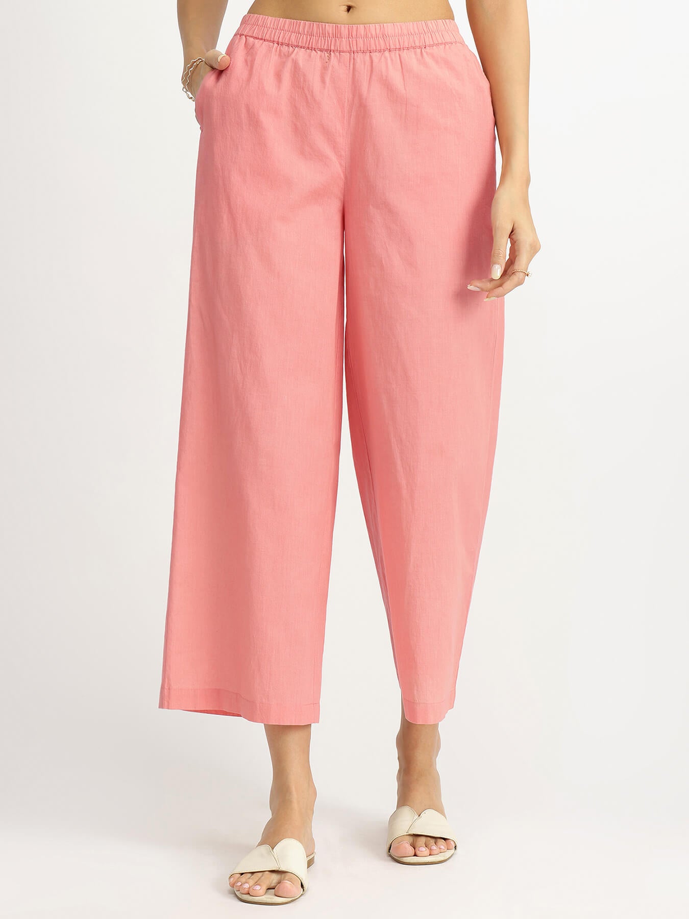 Cotton Striped Kurta Set - Peach & White