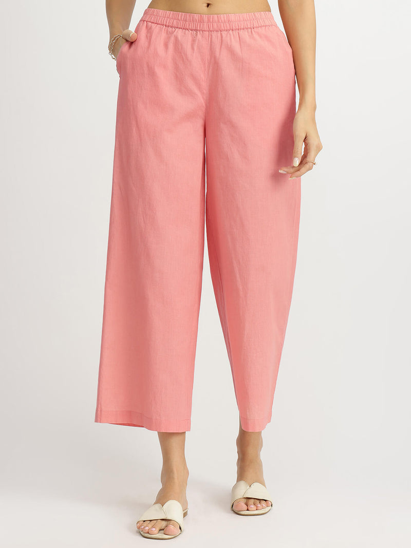 Cotton Striped Kurta Set - Peach & White