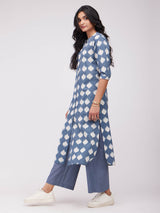 Cotton Dabu Abstract Print Kurta Set - Grey