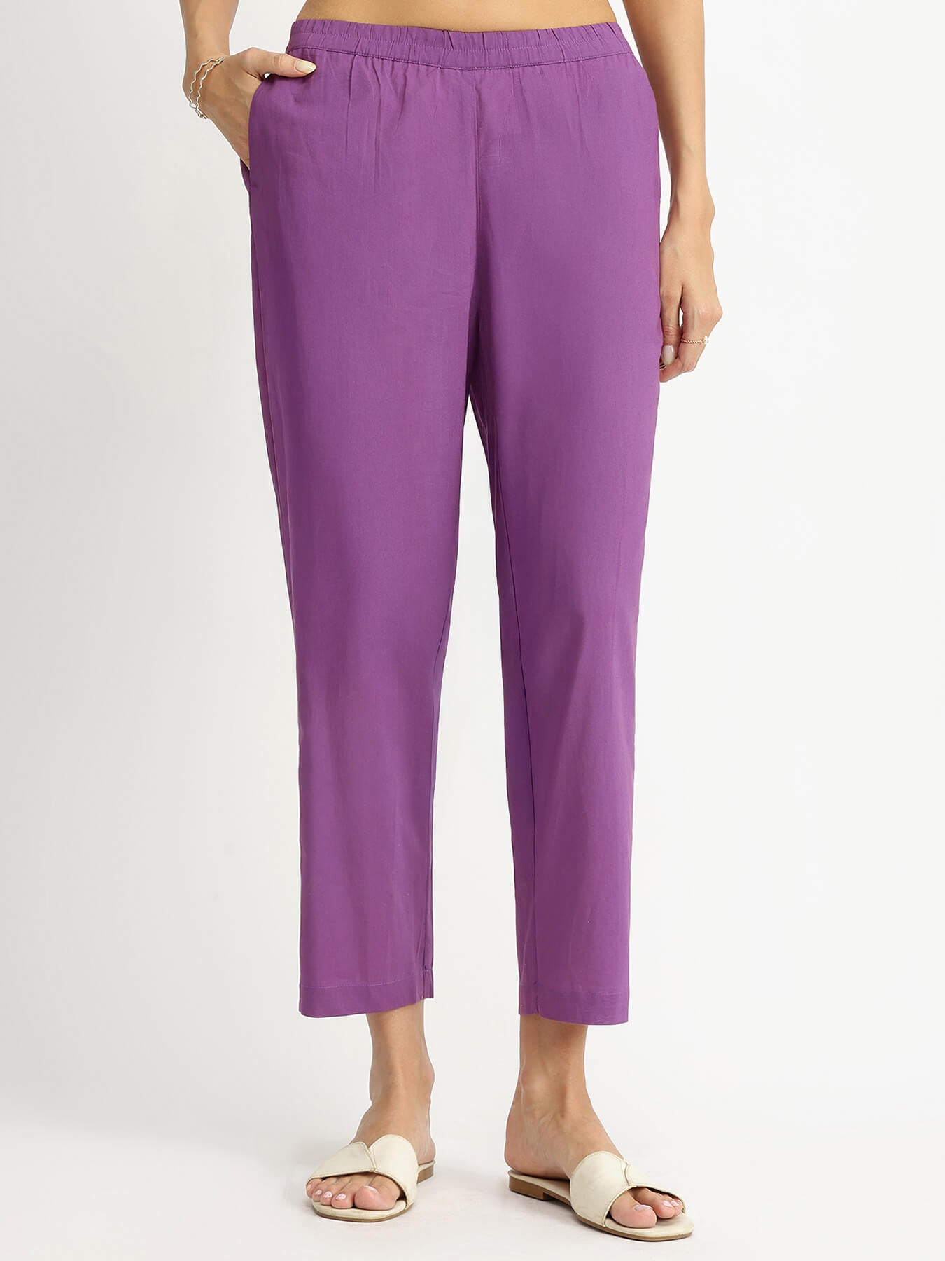 Cotton Dabu Geometric Kurta Set - Purple