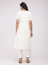 Cotton Solid A-Line Kurta Set - White