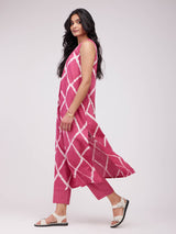 Cotton Dabu Geometric Kurta Set - Pink