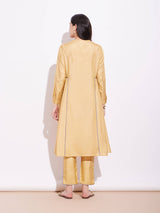 Colourblock A Line Kurta Set - Beige & Blue