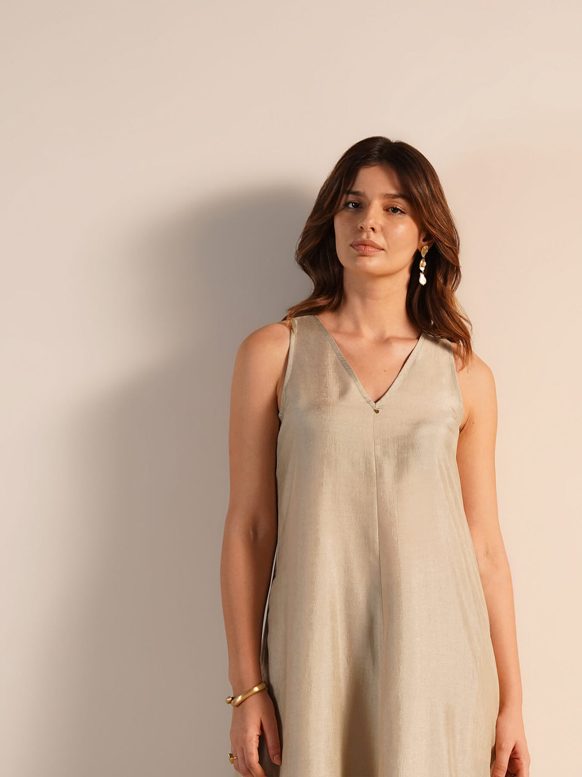 Silk Blend Colourblock A-Line Kurta Set - Cream and Black