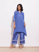 Viscose Handkerchief Kurta Set - Blue