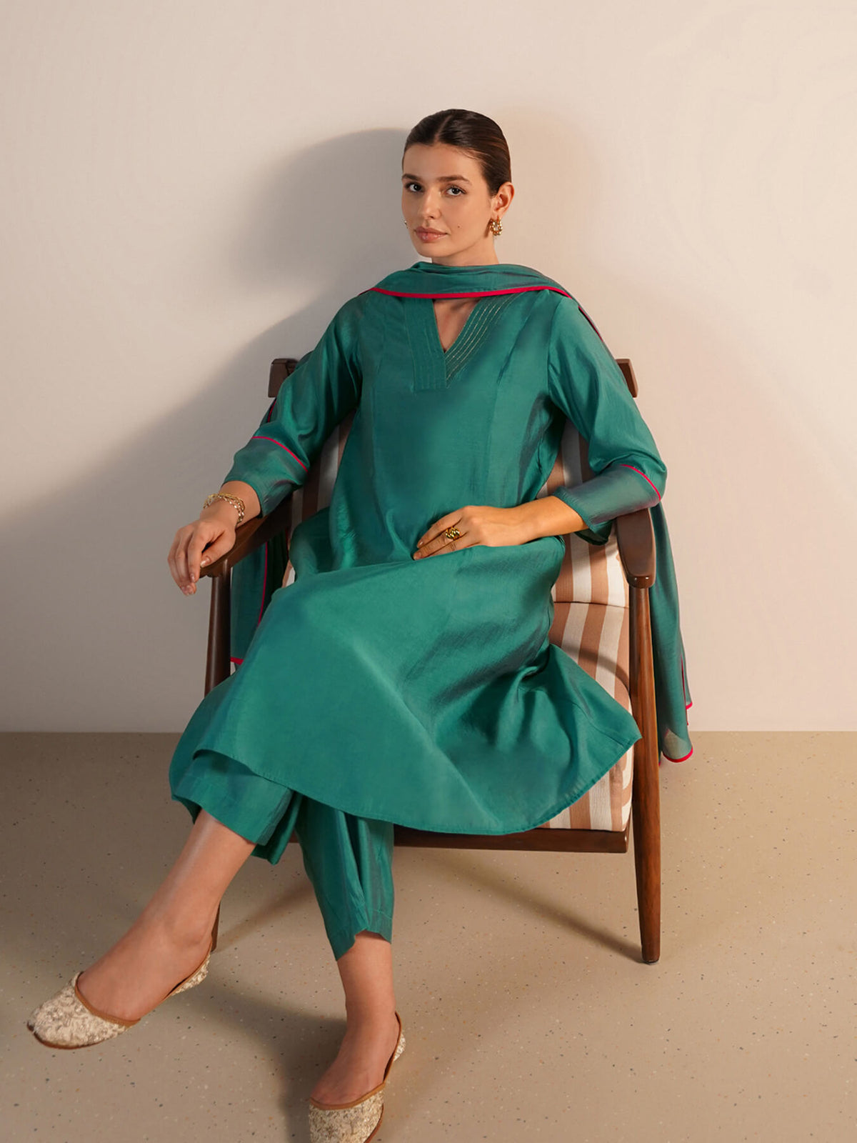 Viscose Silk Solid Straight Kurta Set with Dupatta - Blue