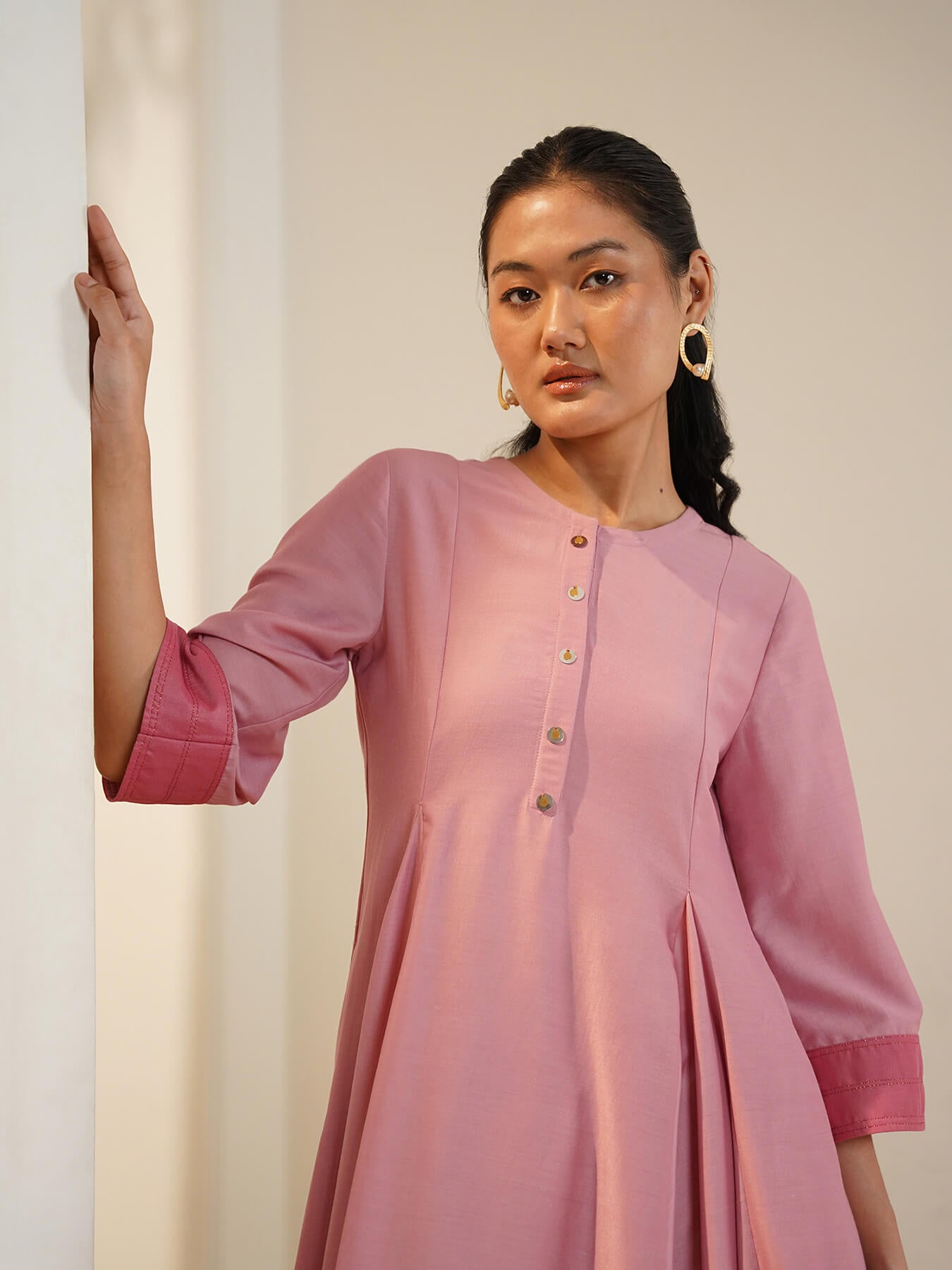 Silk Blend Anarkali Kurta Set - Pink
