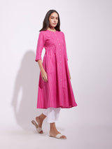 Cotton Stripe Play Kurta Set - Pink