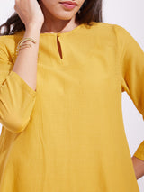 Cotton Stripe Play Asymmetrical Kurta Set - Yellow