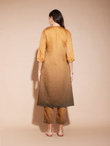 Chanderi Colourblock Ombre Kurta Set - Mustard