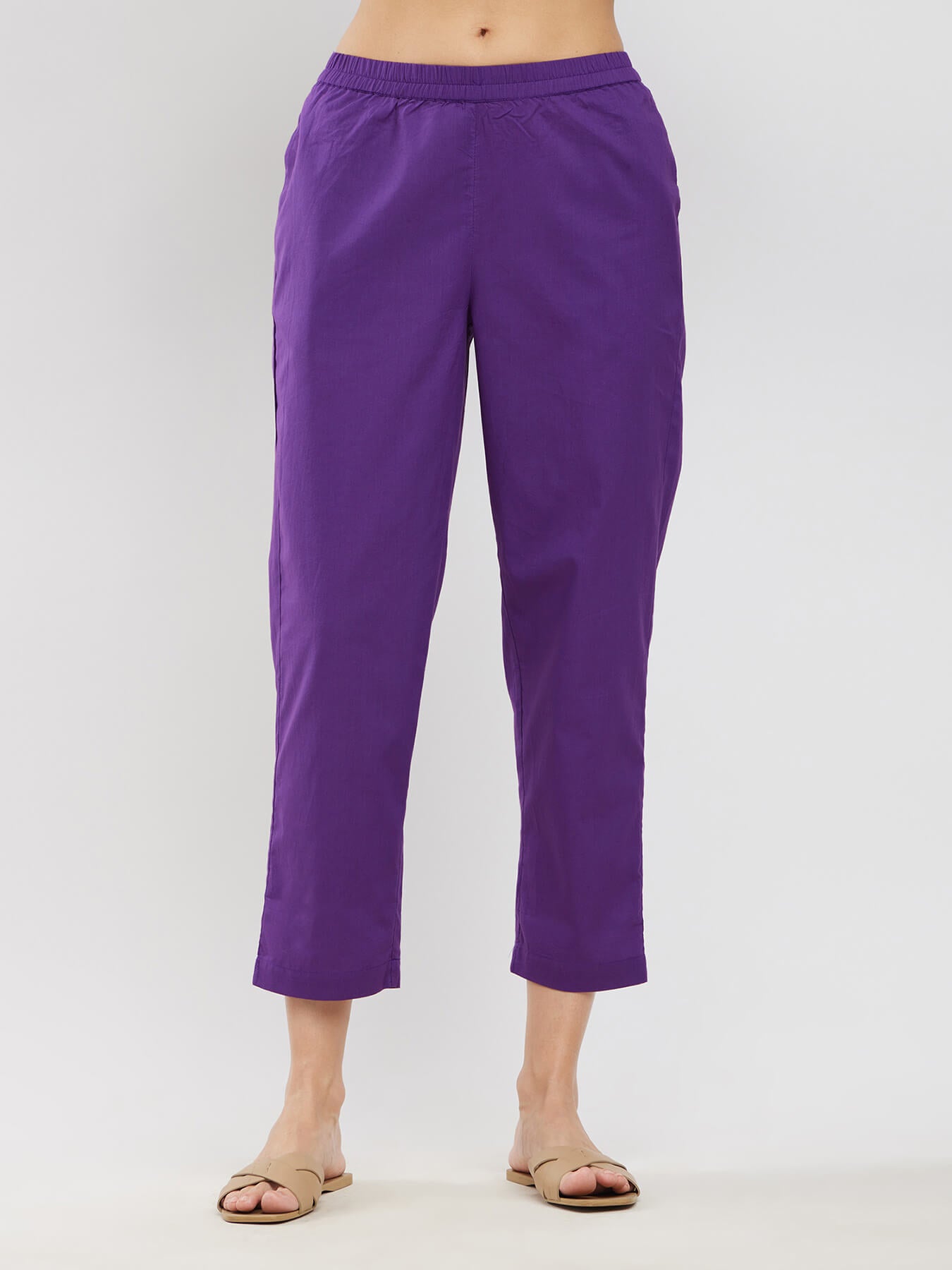 Rayon Solid Lace Detail Kurta Set - Purple