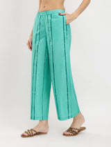 Cotton Striped Sleeveless Kurta Set - Green