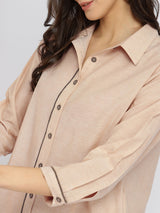 Cotton Handwoven Kurta Set - Beige