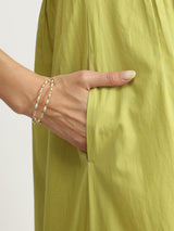 Air Loom Cotton Poplin Solid Kurta Set - Green