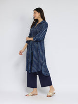 Cotton Dabu Polka Play Kurta Set - Indigo
