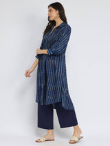 Cotton Dabu Polka Play Kurta Set - Indigo