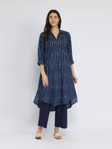 Cotton Dabu Polka Play Kurta Set - Indigo