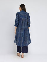 Cotton Dabu Polka Play Kurta Set - Indigo