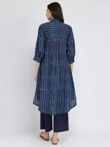 Cotton Dabu Polka Play Kurta Set - Indigo