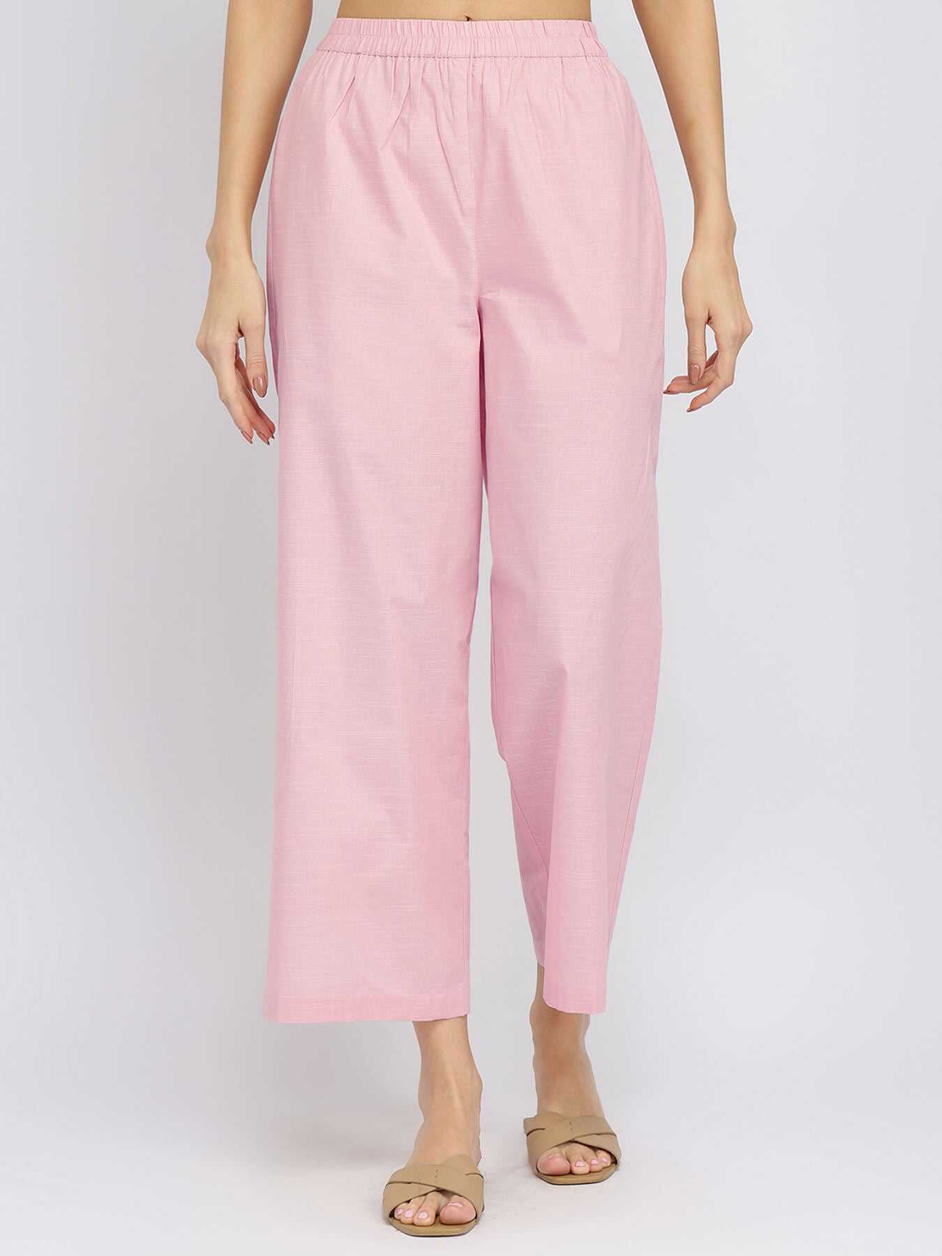 Luxe-Textured Cotton Solid Kurta Set - Pink