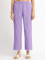 Cotton Striped Self Design Kurta Set - Lavender