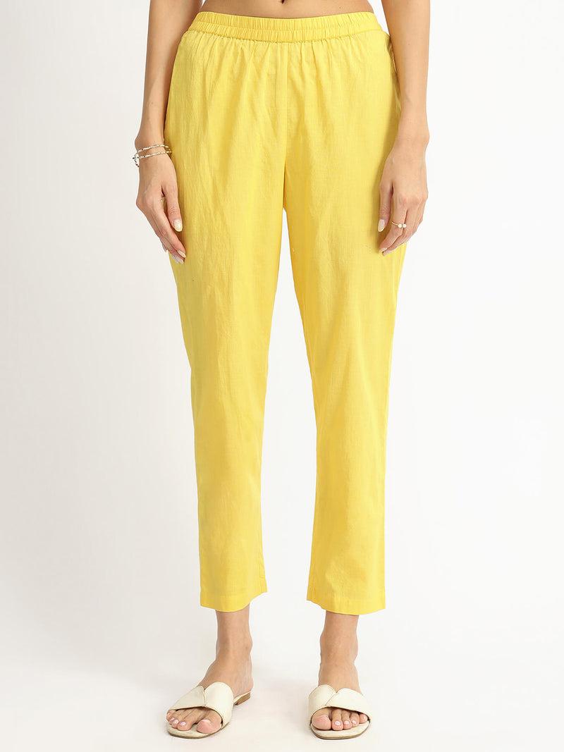 Cotton Jacquard A-Line Kurta Set - Yellow