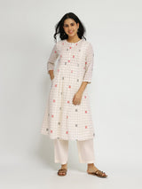 Cotton Woven Design Kurta Set - Off-White