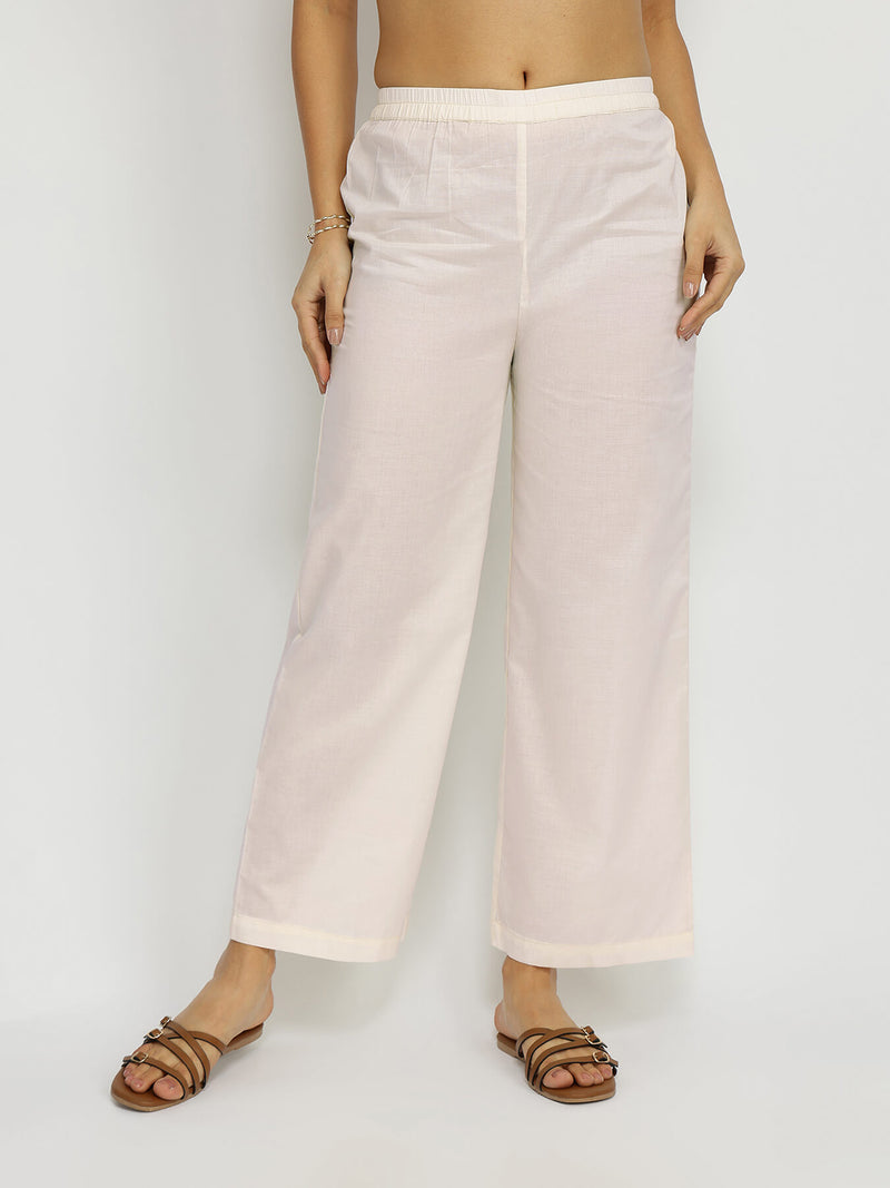 Cotton Woven Design Kurta Set - Off-White