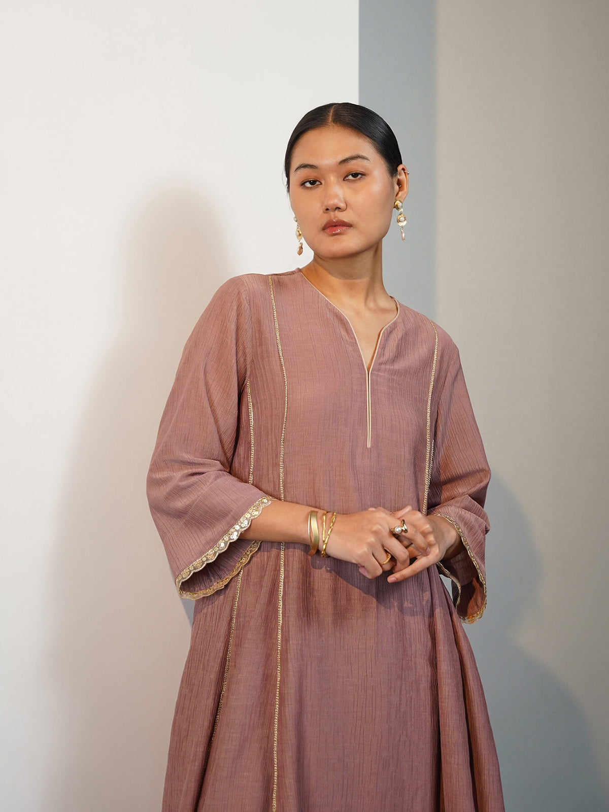 Viscose Silk Solid Kurta Set with Dupatta - Pink