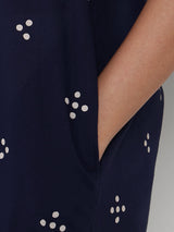 Cotton Polka Straight Kurta - Navy Blue