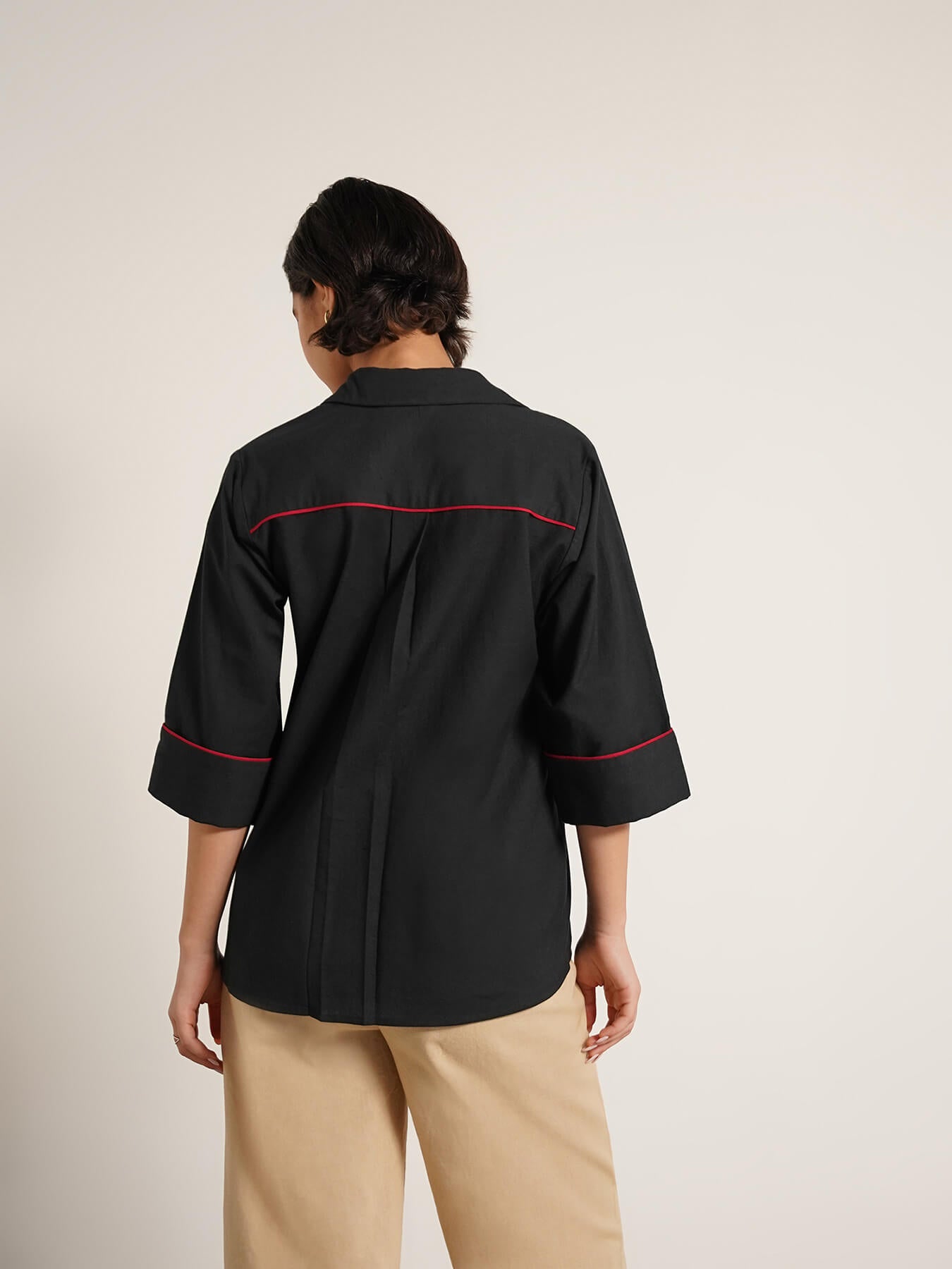 Cotton Colourblock Shirt - Black